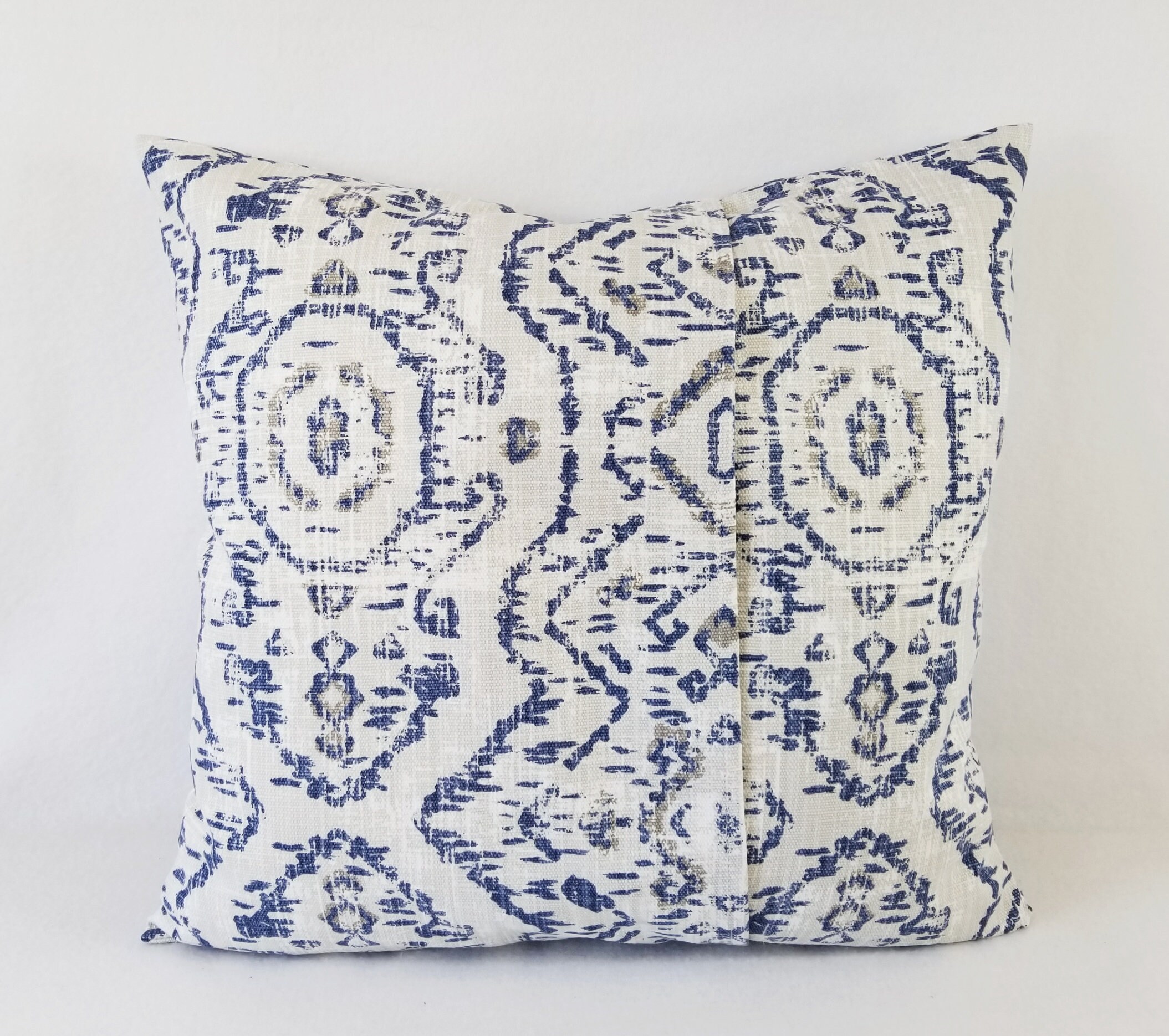 Two Blue Pillow Covers Blue Cream Pillow Covers Custom Etsy