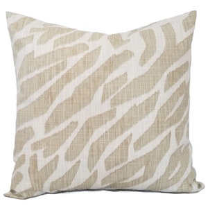 Two Decorative Pillow Covers, Tan Pillow Cover, Gold Pillow Sham, Animal Print Pillow, Zebra Pillow, Camel Pillow, 14 x 14 Pillow 12 x 20 In