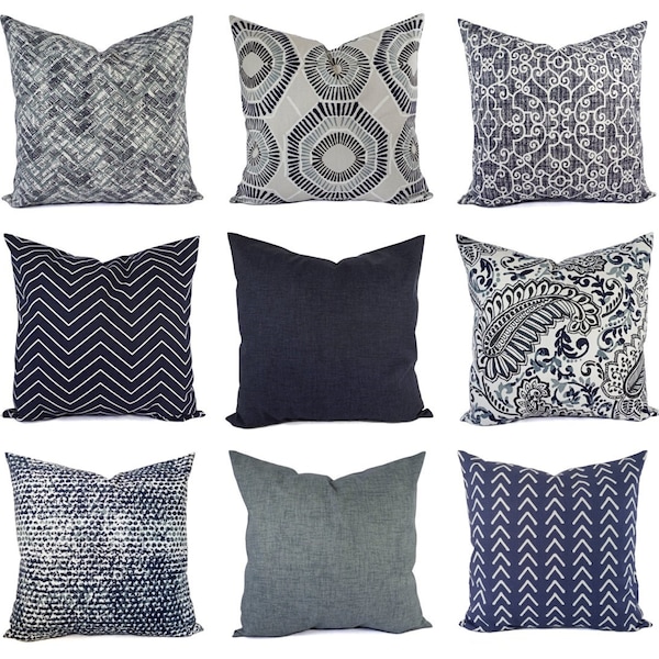 Blue Gray Pillow Etsy