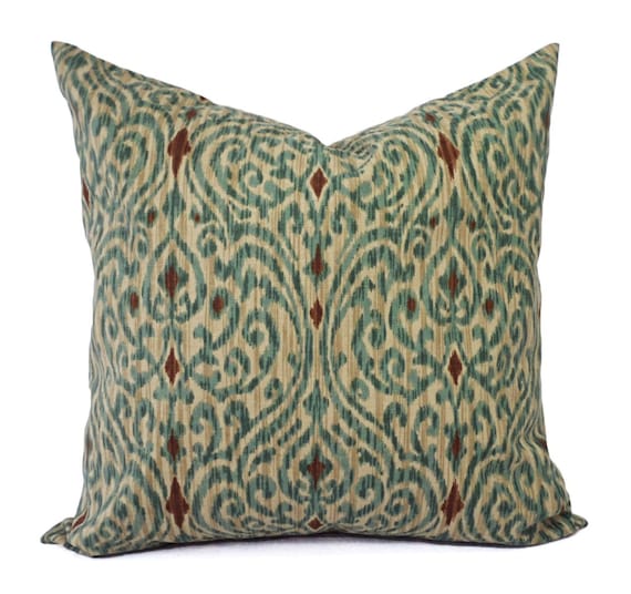 Two Ikat Pillow Covers Blue And Brown Ikat Throw Pillows Etsy
