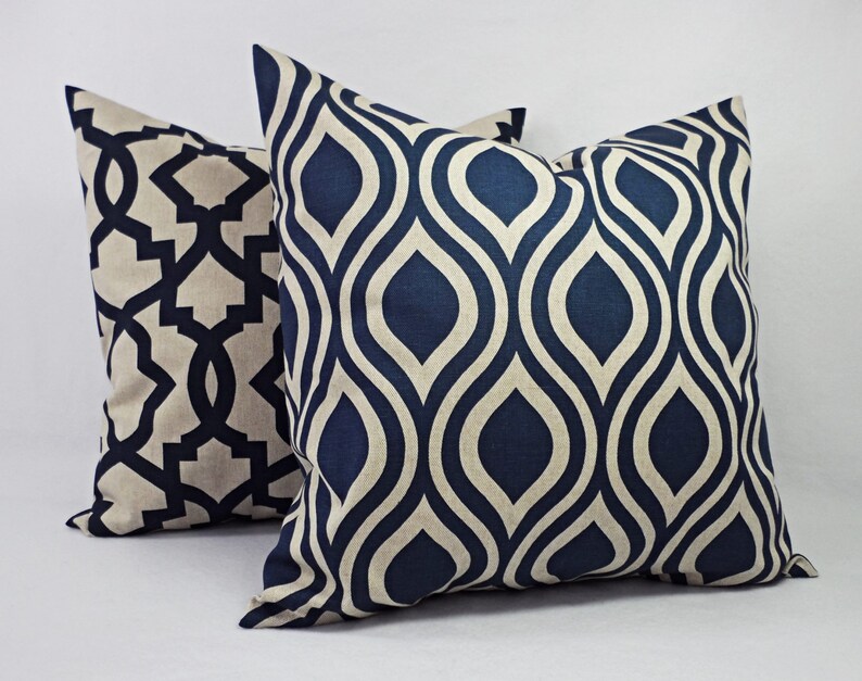 Clearance Blue Decorative Pillow Covers Navy Trellis Pillow Etsy