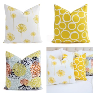 Yellow Orange Blue Pillow Cover, Orange Pillow Cover, Yellow Pillow, Yellow Throw Pillow, Navy Throw Pillow, Lumbar Pillow Euro Sham