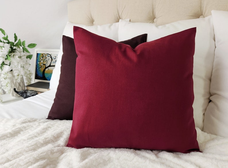 Solid Red Pillow Cover Deep Red Pillow Cover Linen Pillow Etsy