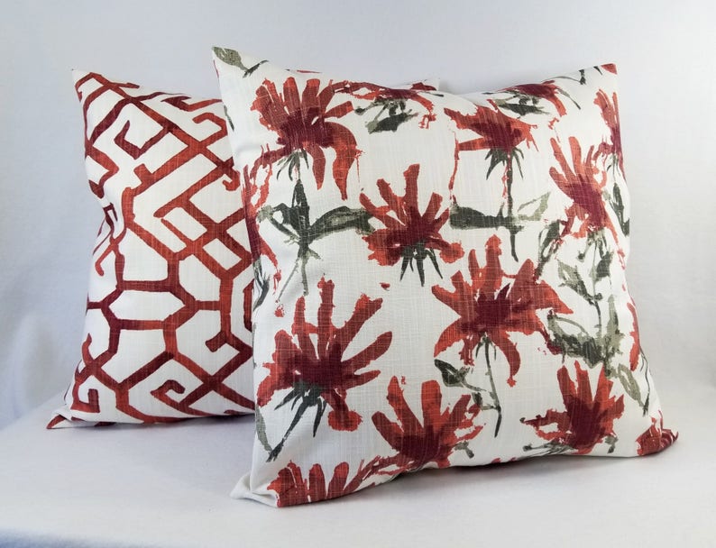 Blue Pillow Sham Red Pillow Cover Blue and Brown Throw Etsy