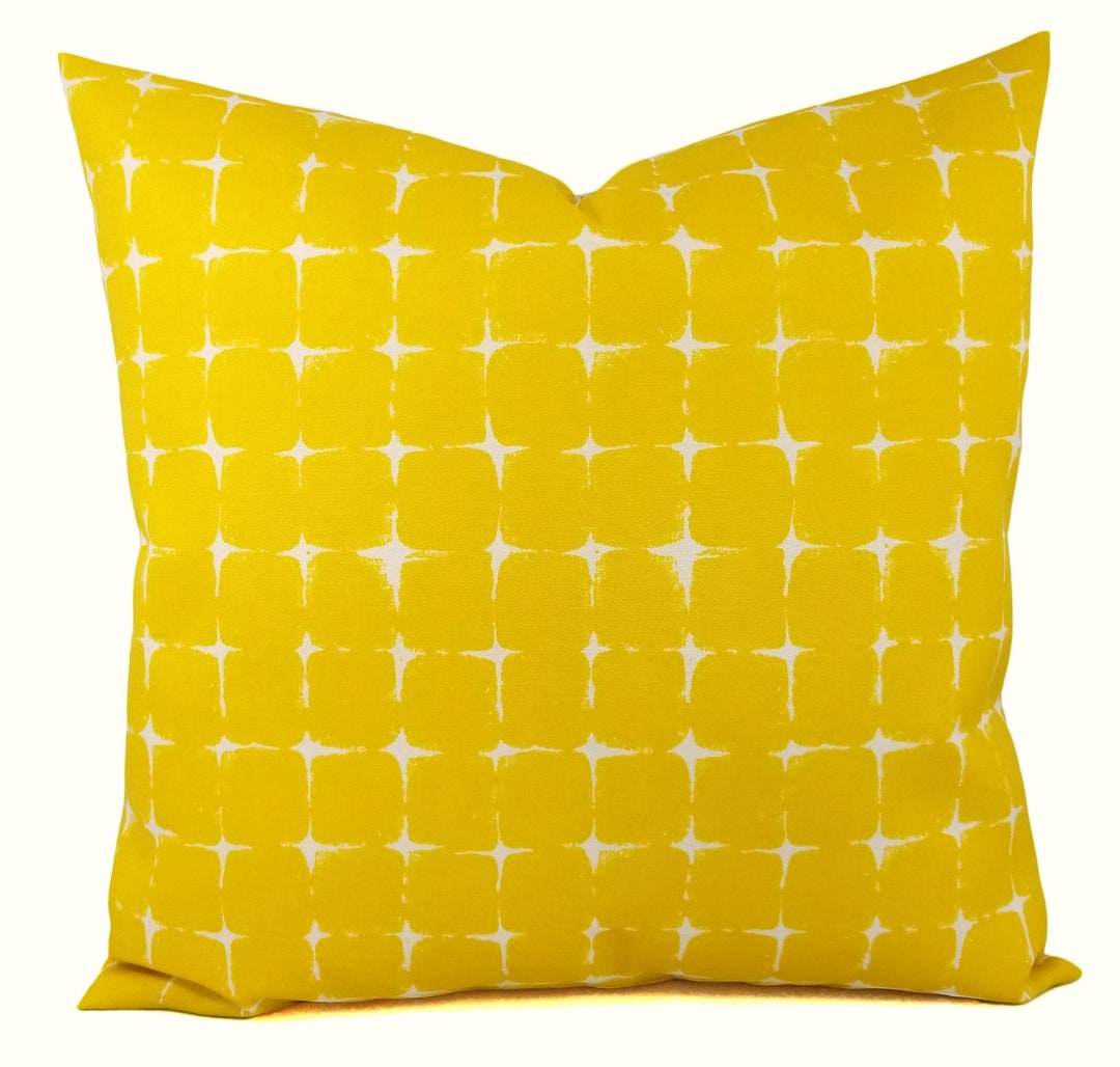 Two OUTDOOR Pillow Covers Yellow Pillow Cover Geometric Pillow Sham