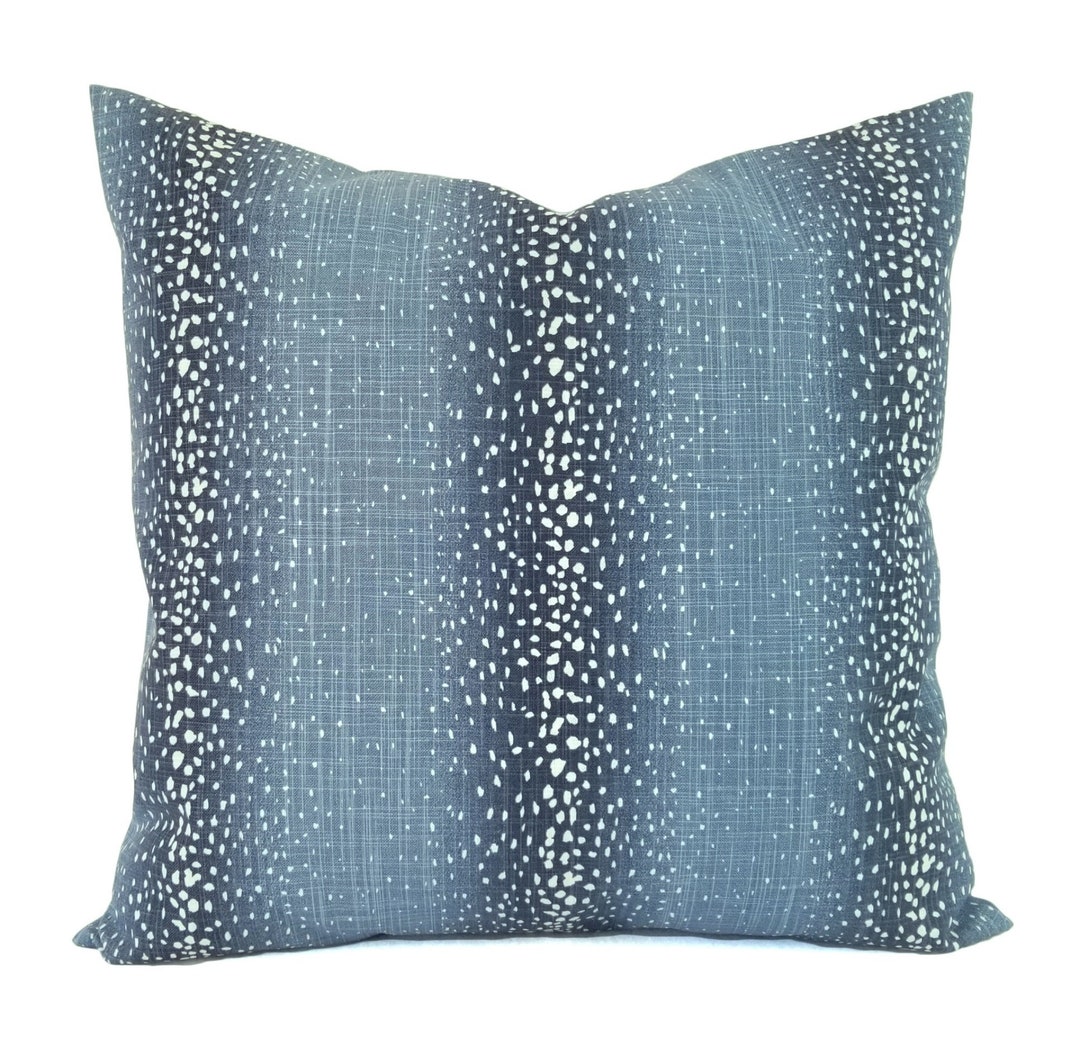 Two Dark Blue Pillow Covers, Blue Antelope Pillow, Animal Print Pillow