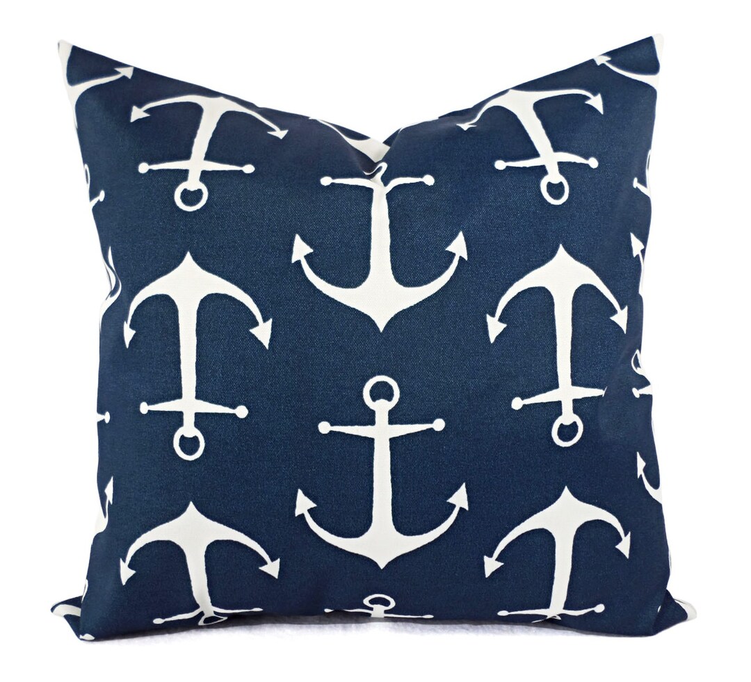 Two OUTDOOR Pillows Navy White Pillow Cover Navy Sailor Etsy