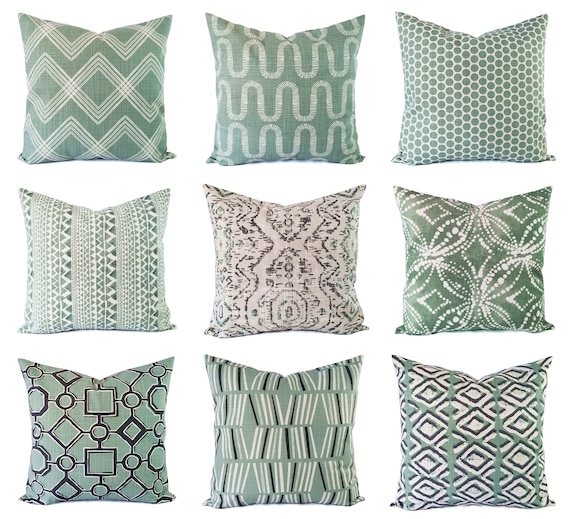 Soft Green Pillow Covers Succulent Green And White Throw Etsy