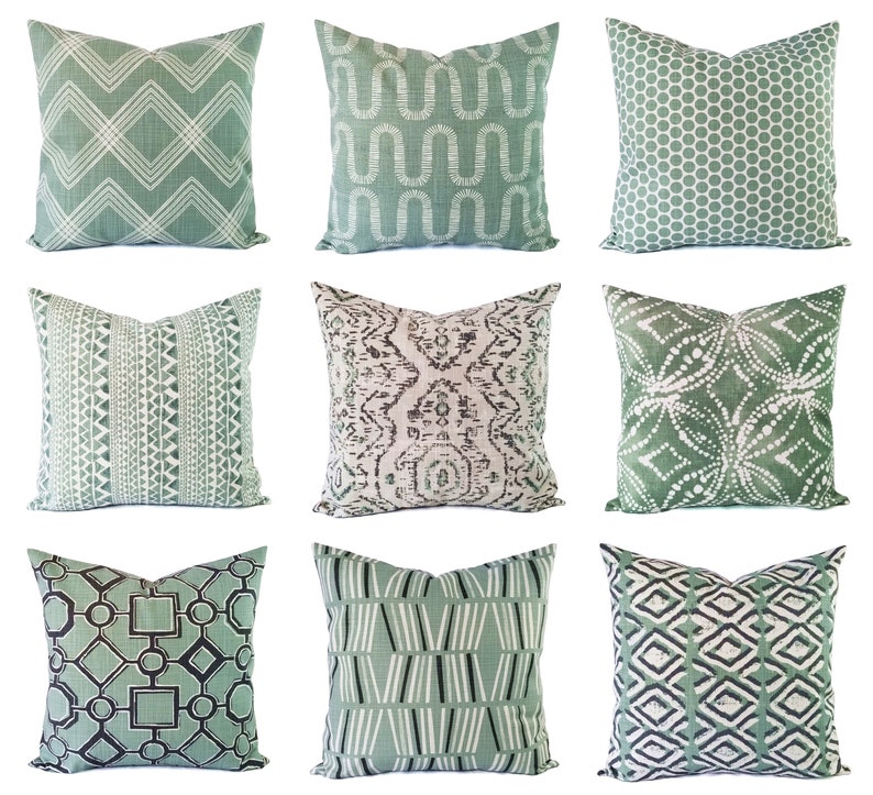 Soft Green Pillow Covers Succulent Green and White Throw Etsy