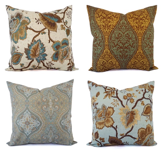 Floral Pillow Covers Spa Blue Pillows Spa Blue Floral Pillow Covers, Throw