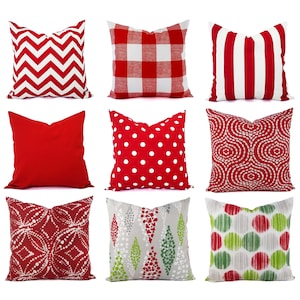 One Red Pillow Sham, Red Decorative Pillow, Red Pillow Cover, 20 x 20 Holiday Pillow, 18 x 18 Red Pillowcase, Red Euro Sham Lumbar Pillow
