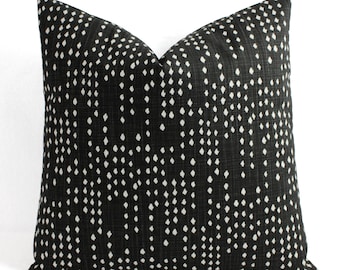 One Soft Black Decorative Pillow Cover, One Black and White Throw Pillow Cover, Geometric Pillow, Black Pillow Covers Pillow Sham