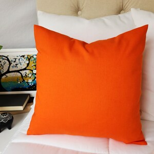 Solid Orange Pillow Cover Orange Throw Pillow Linen Pillow Cover Solid Orange Throw Pillow Custom Decorative Pillow 16 inch 18 image 3