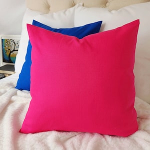One Solid Hot Pink Pillow Cover, Hot Pink Pillow Cover, Linen Pillow Cover, Solid Pink Throw Pillow, Custom Pillow, 16 in Pillow 18 in 20 in