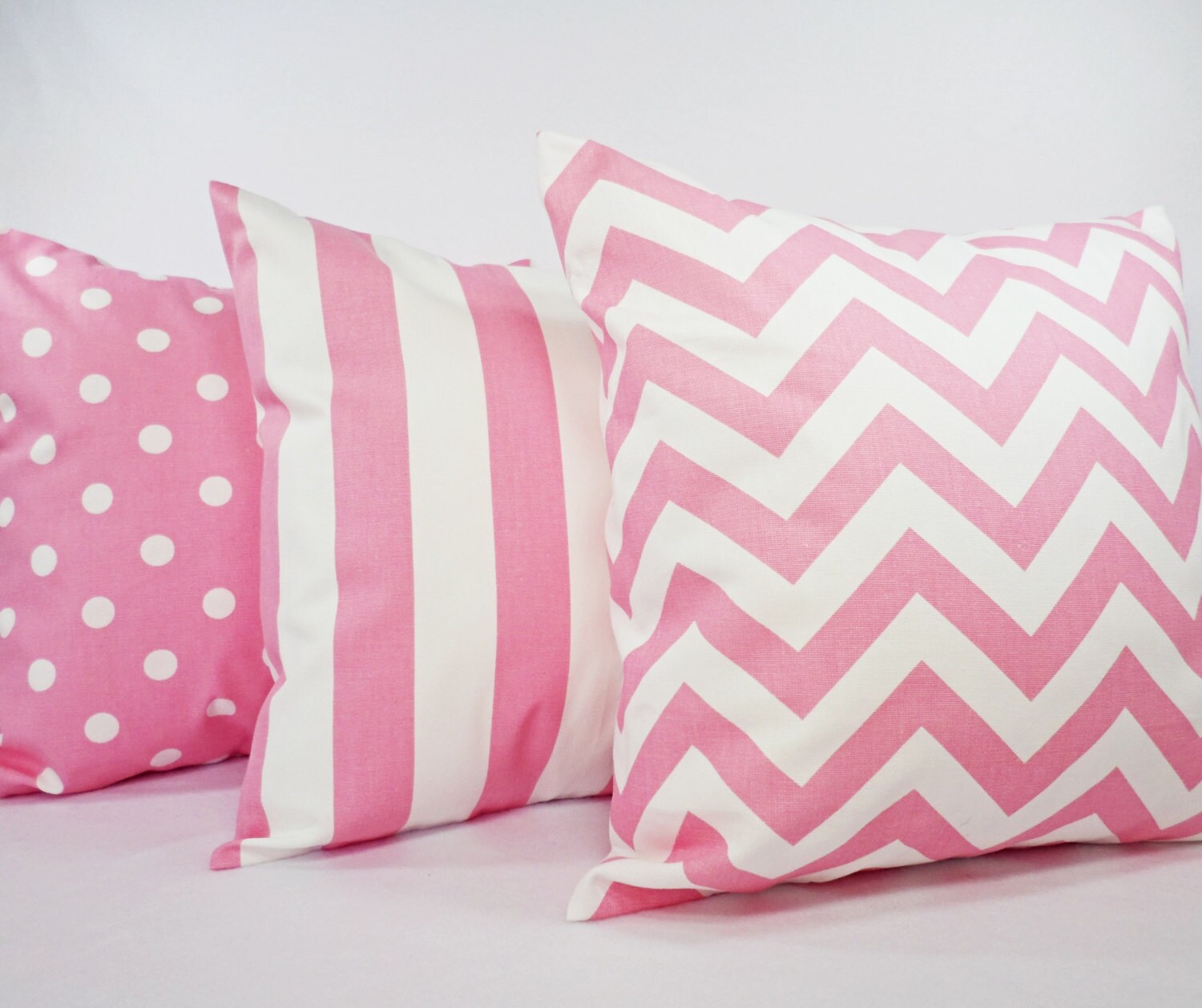 Two Baby Pink Pillow Covers Chevron Pillows Baby Pink Etsy