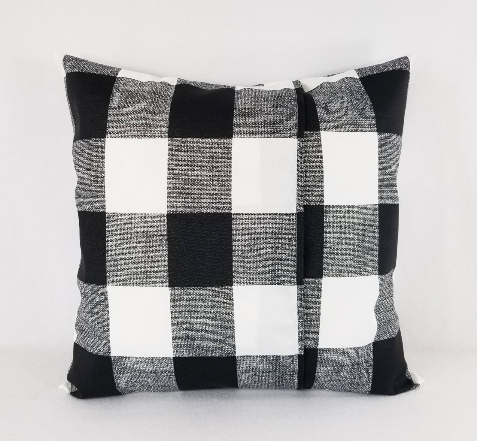 OUTDOOR Two Black and White Pillow Covers Black Plaid Pillow Etsy