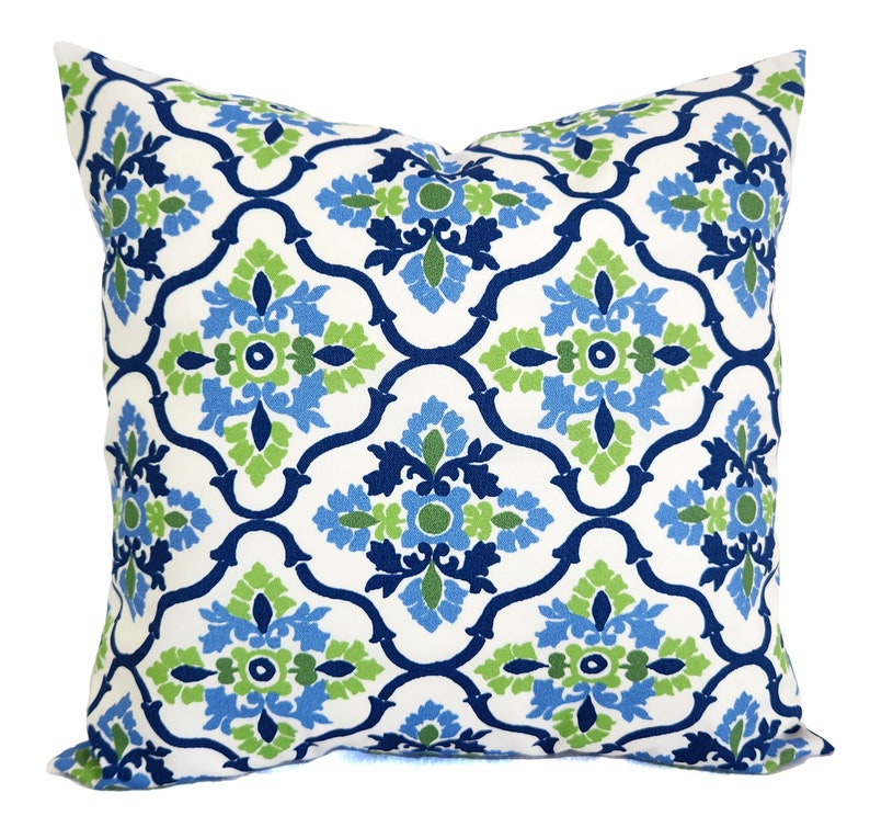OUTDOOR Pillow Cover, Blue Pillow Cover, Green Throw Pillow, Blue and Green Pillow Sham, Blue Patio Pillow, Blue Outdoor Pillow Set, 16 x 16 6. Plumbago