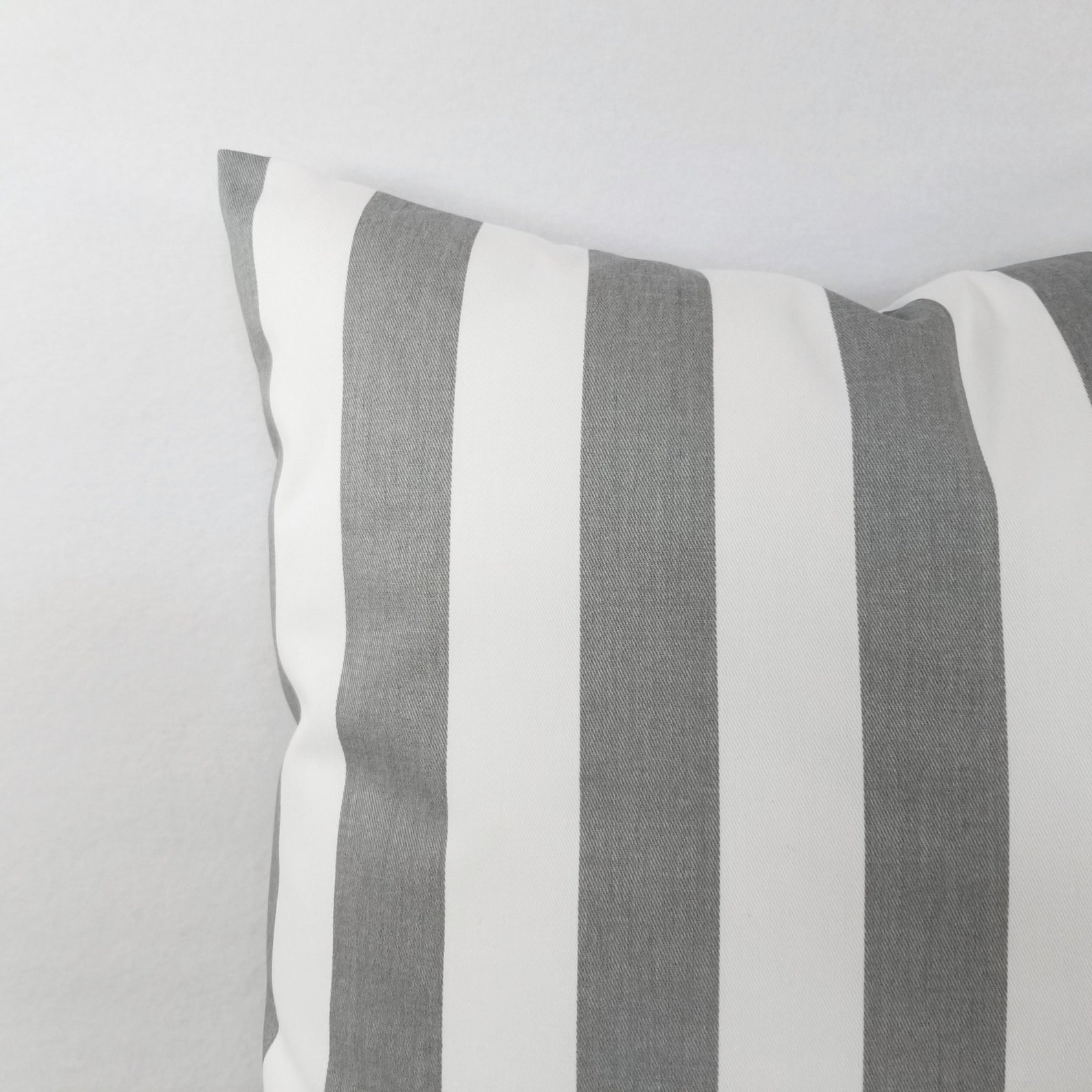 Two Grey and White Striped Decorative Throw Pillow Covers Etsy
