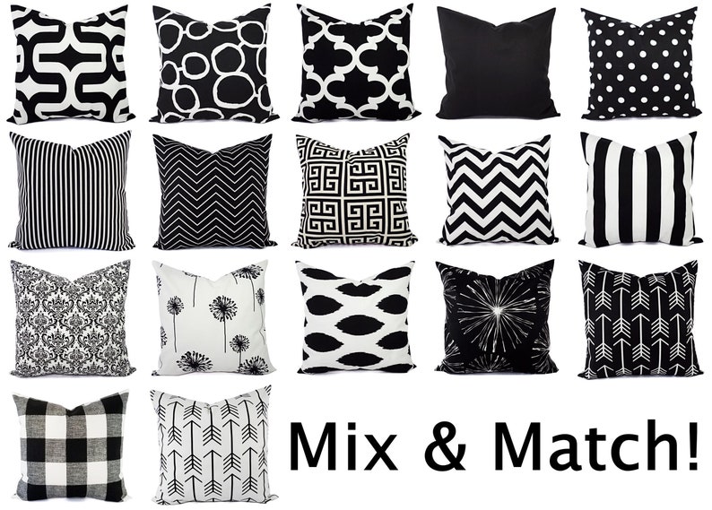 black and white pillow sham