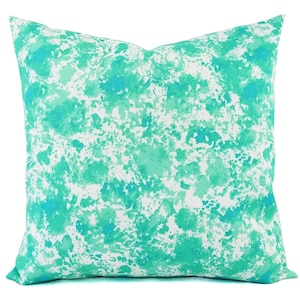 CLEARANCE One Indoor OUTDOOR Pillow Cover, Green Pillow Cover, Geometric Pillow, Aqua Pillow, Turquoise Pillow Cover, Patio Pillow