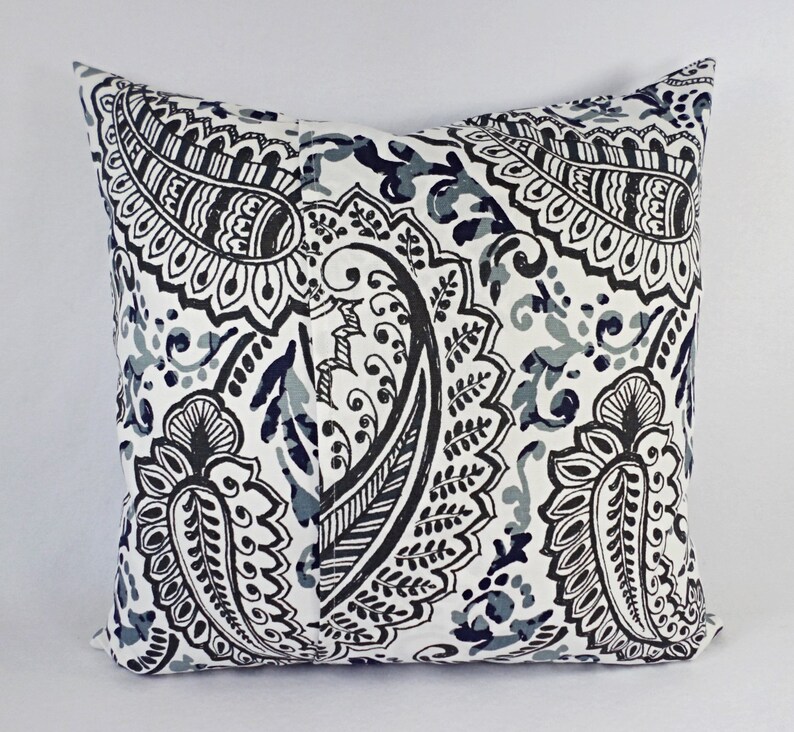 Two Pillow Covers Blue Grey and Brown Throw Pillows Floral Etsy