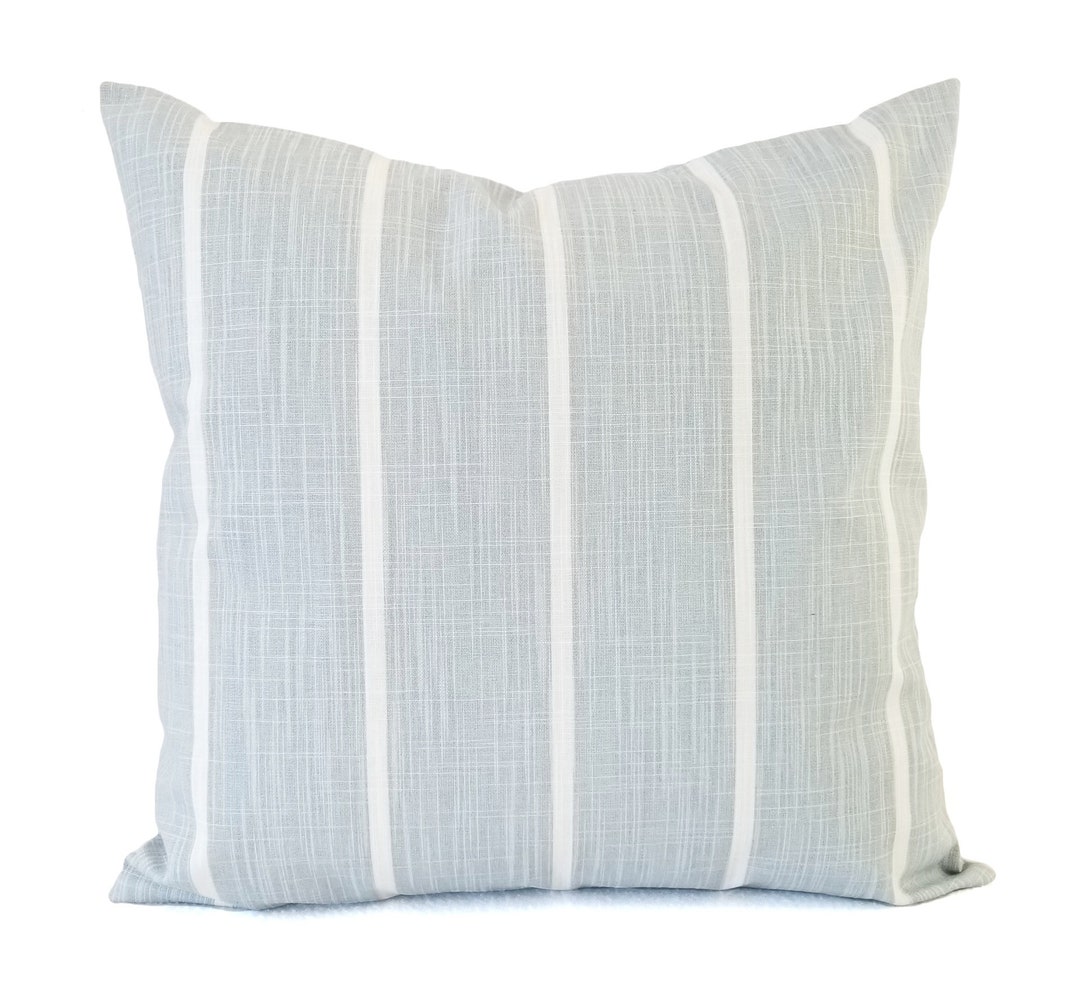 Two Decorative Pillows Soft Blue Pillow Cover Striped 