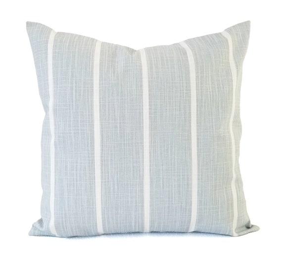 Two Decorative Pillows Soft Blue Pillow Cover Striped Pillow Cover