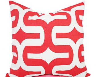 Two Coral Bed Pillows - Coral Pillow Covers - Geometric Pillows - Decorative Pillows for Couch - Coral Pillow Sham - Coral Pillows