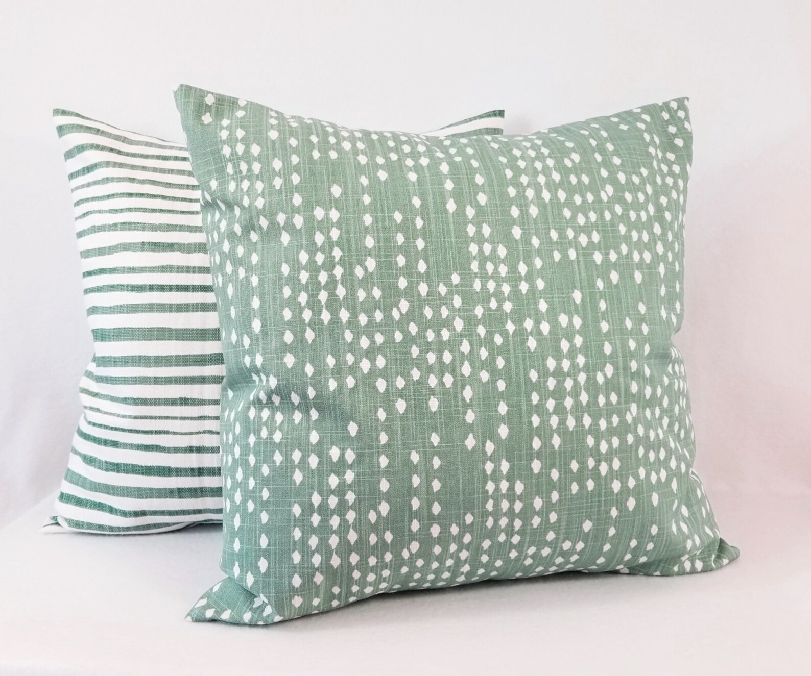 Two Soft Blue Green Decorative Pillow Covers Cream and Green Etsy
