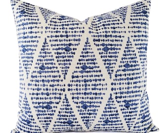 OUTDOOR One Blue Pillow Cover, Blue Geometric Pillow, Custom Pillow Cover, Blue Pillow Sham, Decorative Pillow, Lumbar Pillow Sham Euro