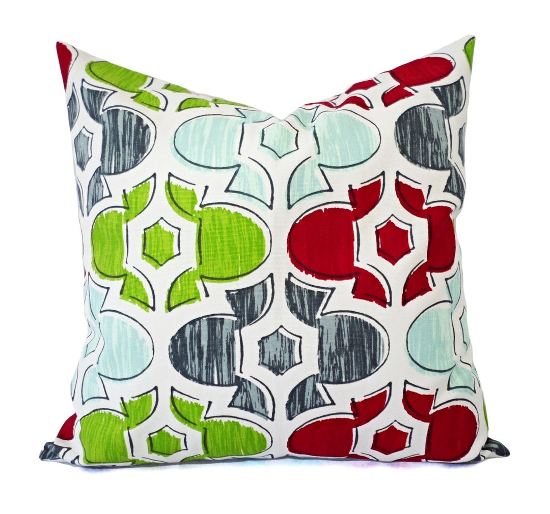 Christmas Holiday Pillows Blue and Red Pillow Cover Grey Etsy