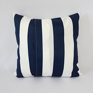 Two OUTDOOR Pillows Navy White Pillow Cover Navy Throw Pillow Cover Navy Deck Pillow Blue Striped Pillow Patio Chair Pillow image 4