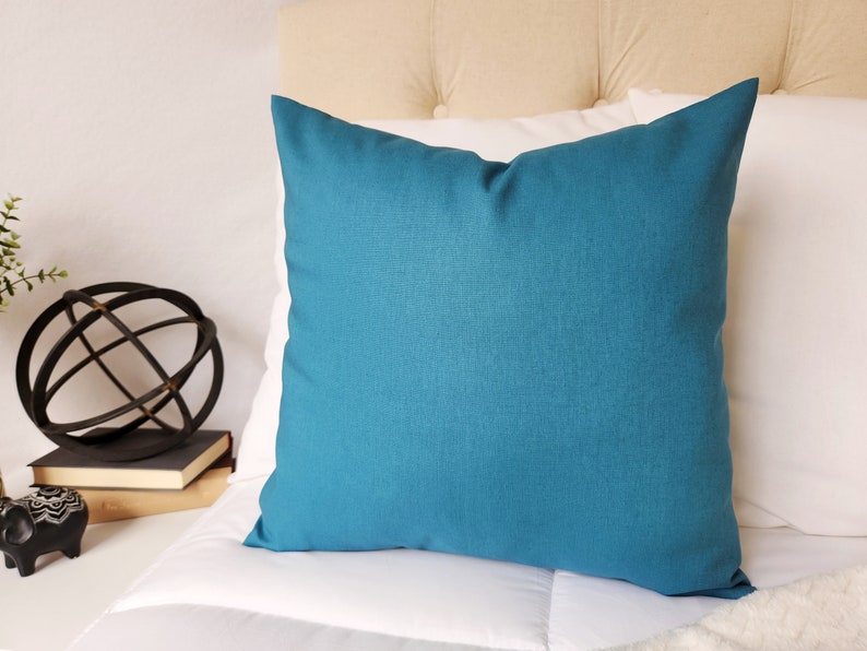 Solid Teal Decorative Pillow Cover Teal Blue Pillow Cover Etsy