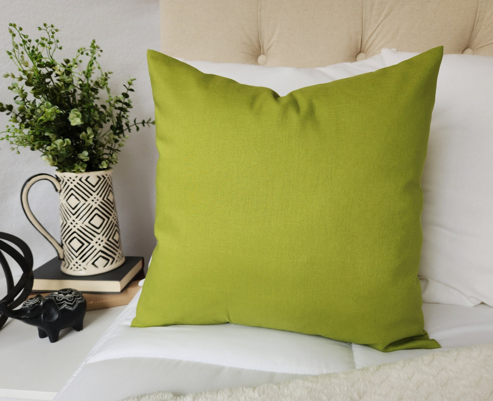 Solid Green Decorative Pillow Cover Lime Green Pillow Cover Etsy