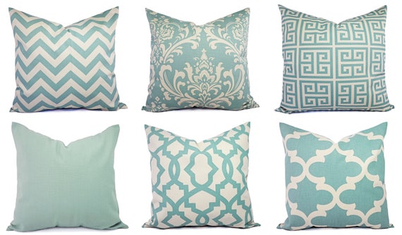 spa blue pillows