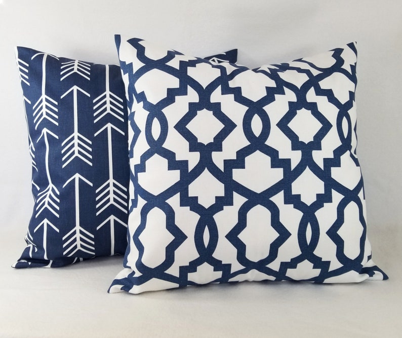 Navy Pillow Covers One Navy and White Throw Pillow Cover Etsy