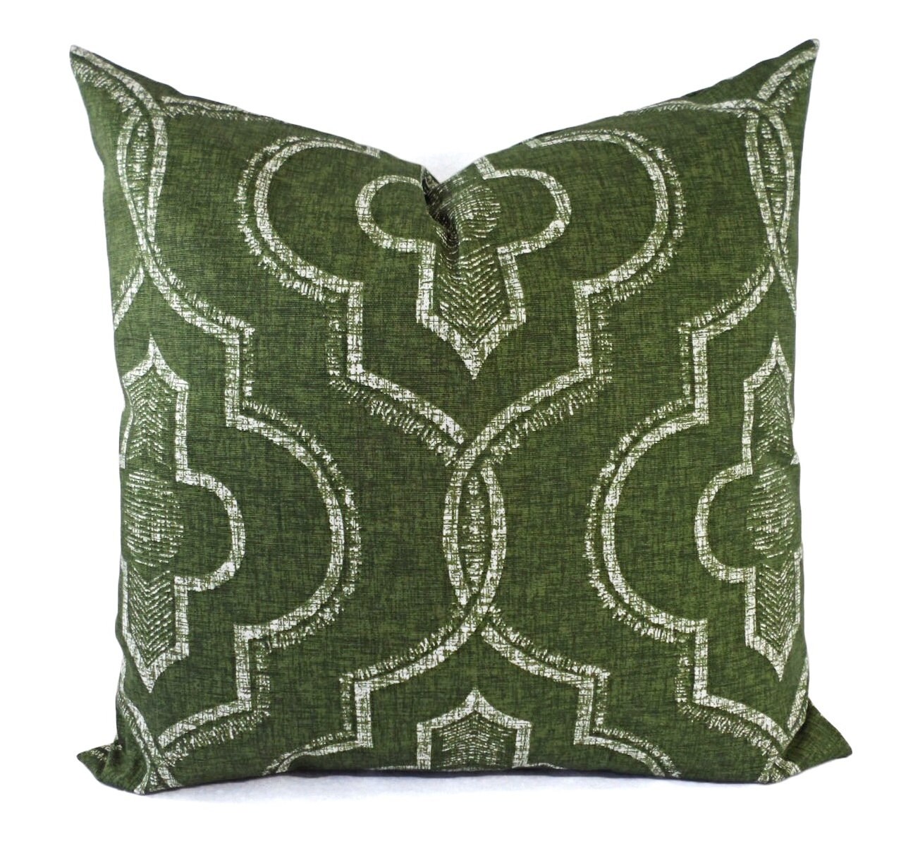 Two Green Quatrefoil Pillow Covers Forest Green And White Etsy