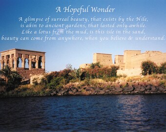 Isle of Philae Egypt Inspiring Original High Resolution Color Photo Overlaid Words High Quality Print Ready Download Guidance Hanging Garden