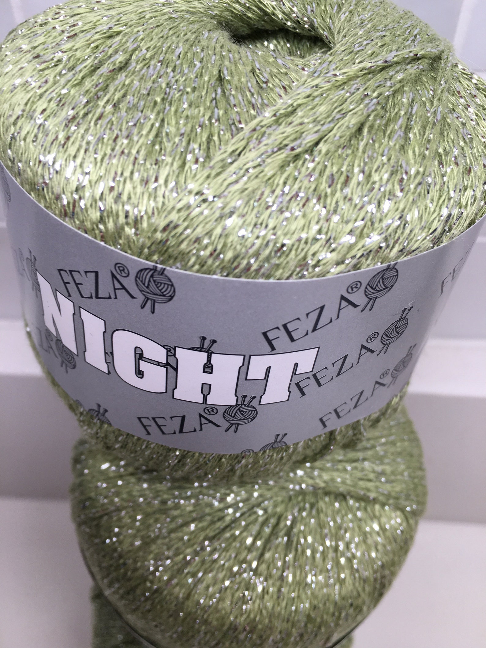 Feza Night Yarn light green Yarn with Silver Glitter Novelty Etsy