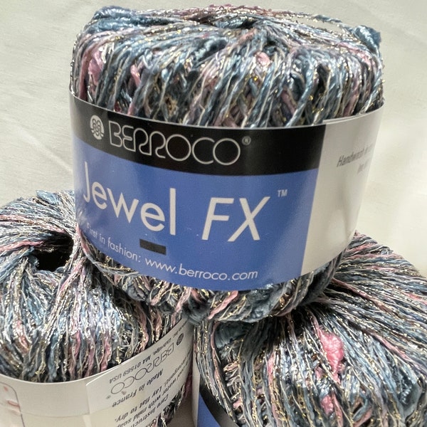 Price reduced! Berroco Jewel FX Pink, Gray, Silver, Gold Blues with sparkles Rayon, Viscose, metallic