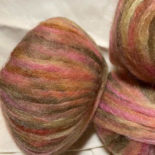 Gedifra Spettacolo Yarn Variegated Pink, tan, gold, Color 04412, Mohair, Polyamide 130 yds/sk