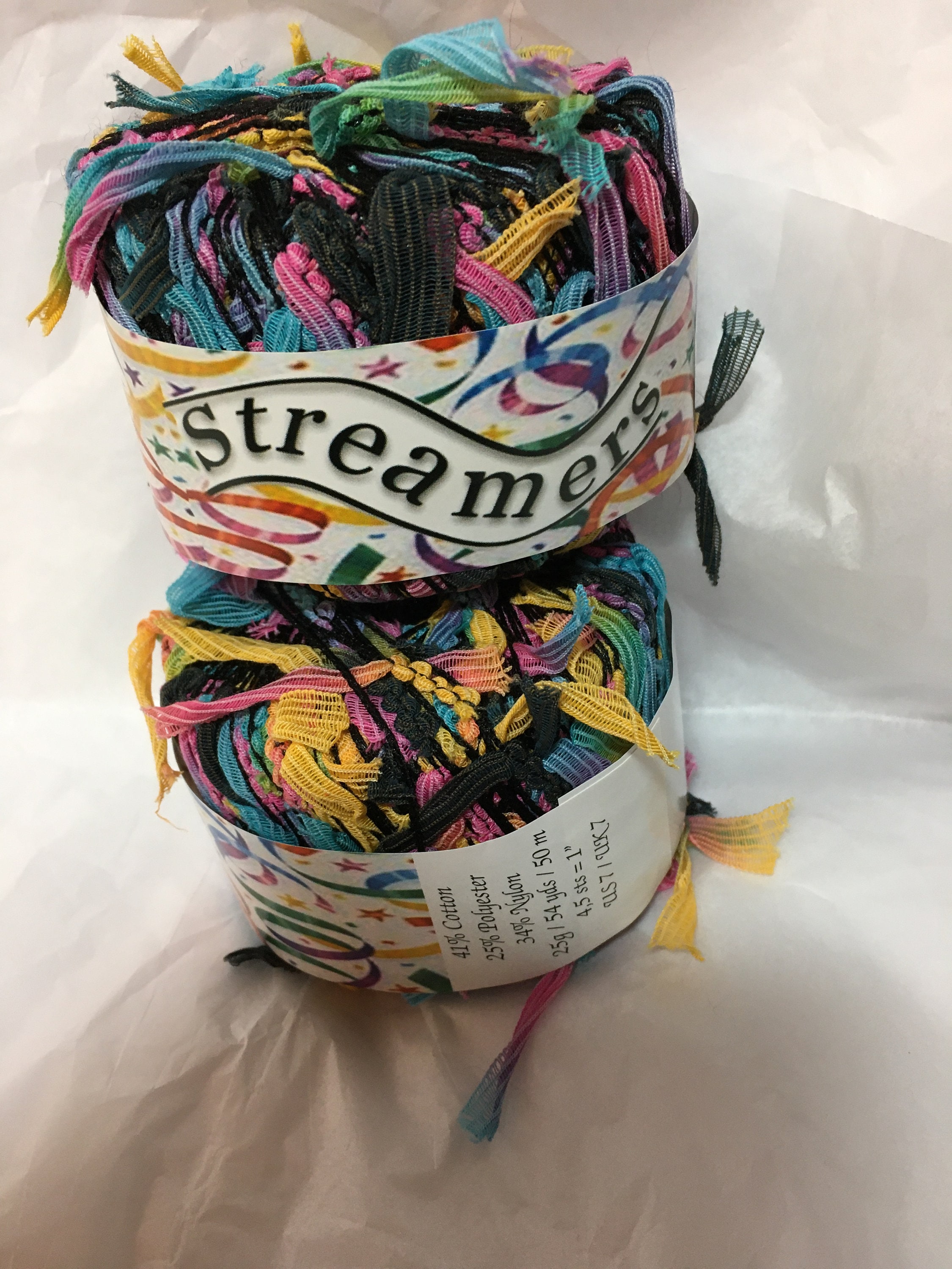 Streamers Knitting Fever Novelty Yarn 2 ply multi color Etsy