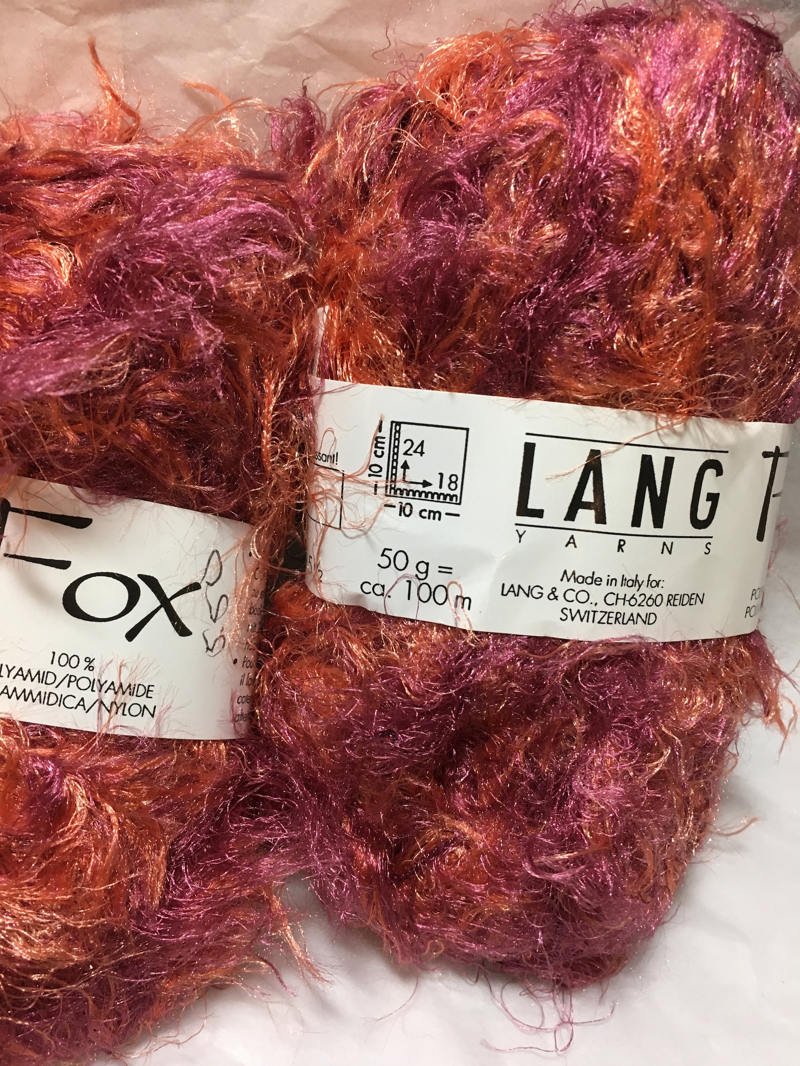 Lang Yarns Furry FoX Polyamid Color 128Orange Frambuesa Etsy