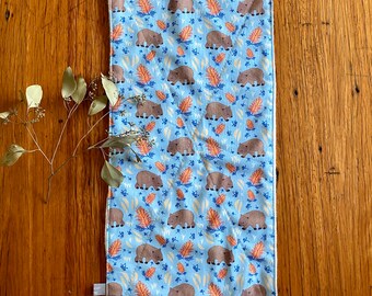 burp cloth - Australian wombats blue / organic cotton hemp / eco friendly / baby toddler girl boy unisex / baby shower gift