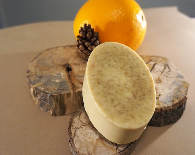 Goat Milk Orange Peel Soap - moisturize, heal, calm irritation, tighten pores, anti aging -all natural -  4 oz - gentle exfoliant