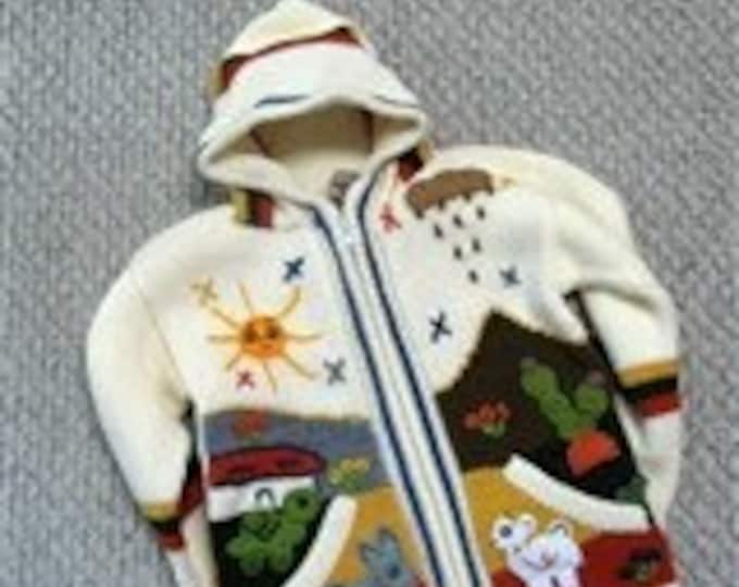 Children's barn scene sweater - Size 6 - Acrylic