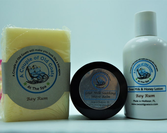 Men's Goat Milk Gift Set - Goat milk soap, soothing after shave balm & Goat Milk Honey Lotion