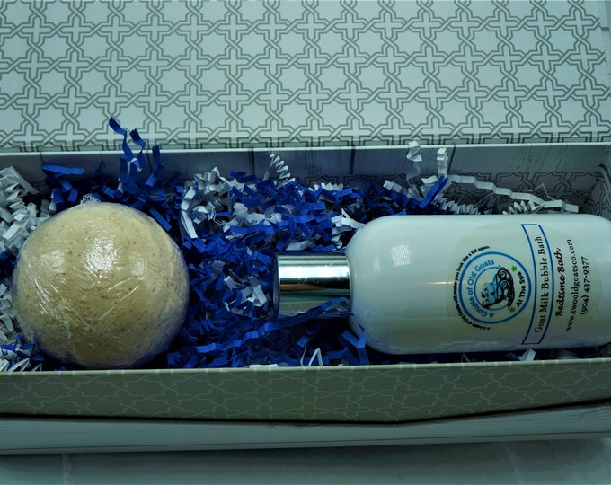 Soak Your Troubles Away gift set for relaxation and de-stressing -Goat Milk Bubble Bath-large goat milk and epsom saltsbath fizzy