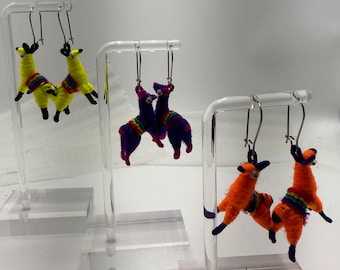 Hand Knit Llama Earrings: Colorful Stocking Stuffer