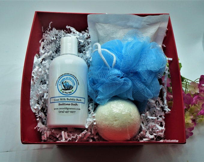 Bath Lover Gift Set for Relaxing -Goat Milk Bubble Bath-Goat Milk Bath Tea-large goat milk bath fizzy and Bath pouf